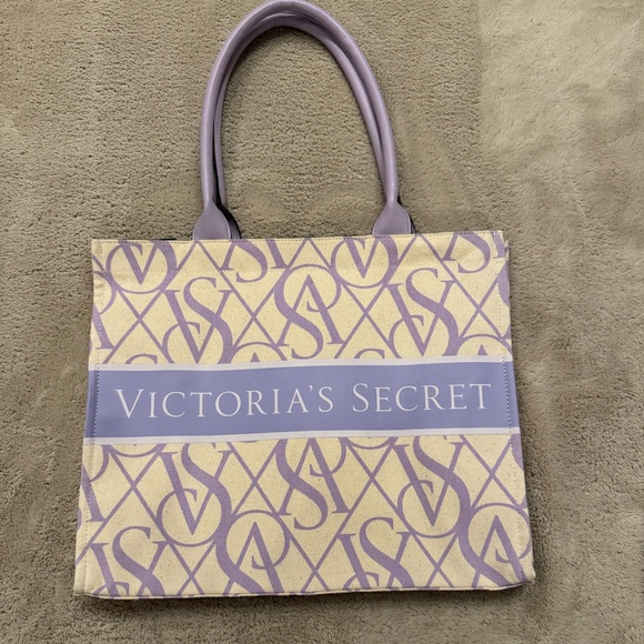 Victoria's Secret Lavender and Cream Tote - Picture 1 of 7